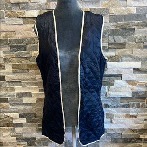 Banana Republic Quilted Black Vest with Cream Trim